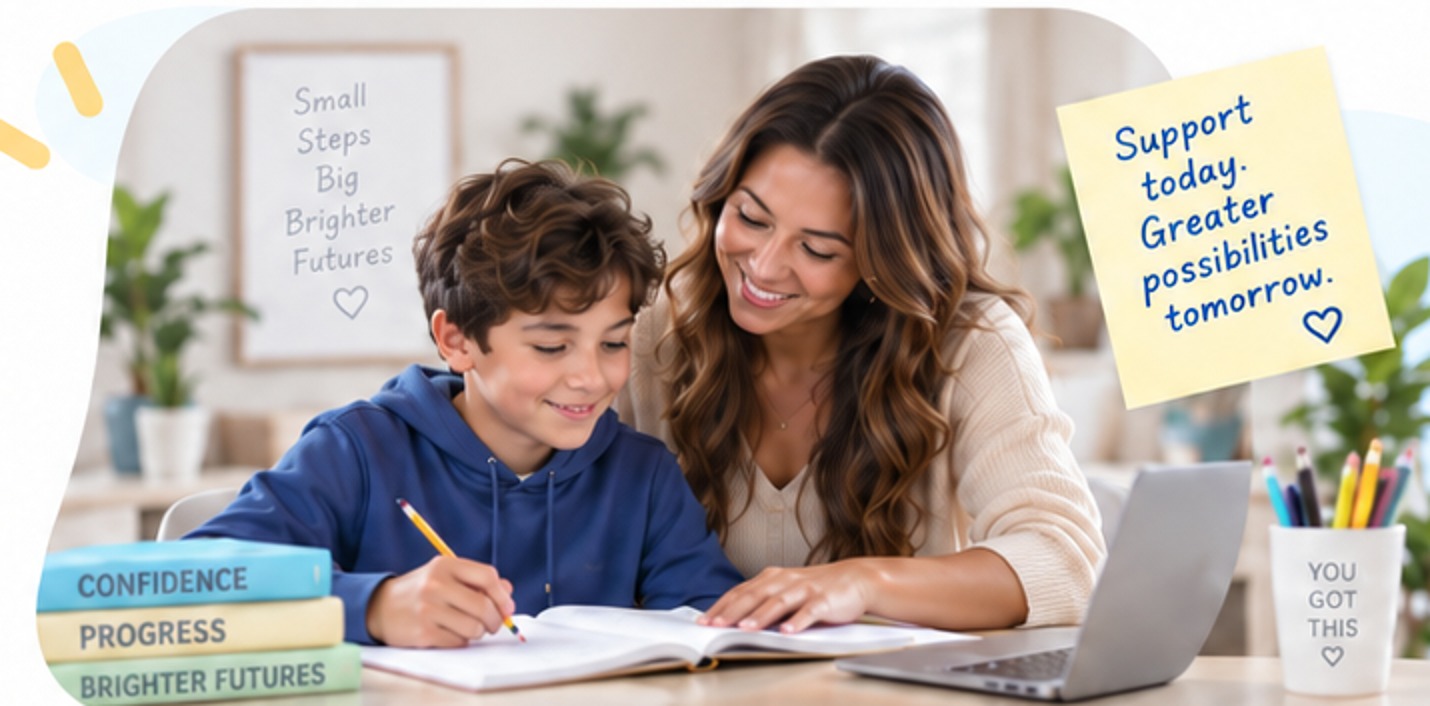 A supportive tutoring session with a middle school student